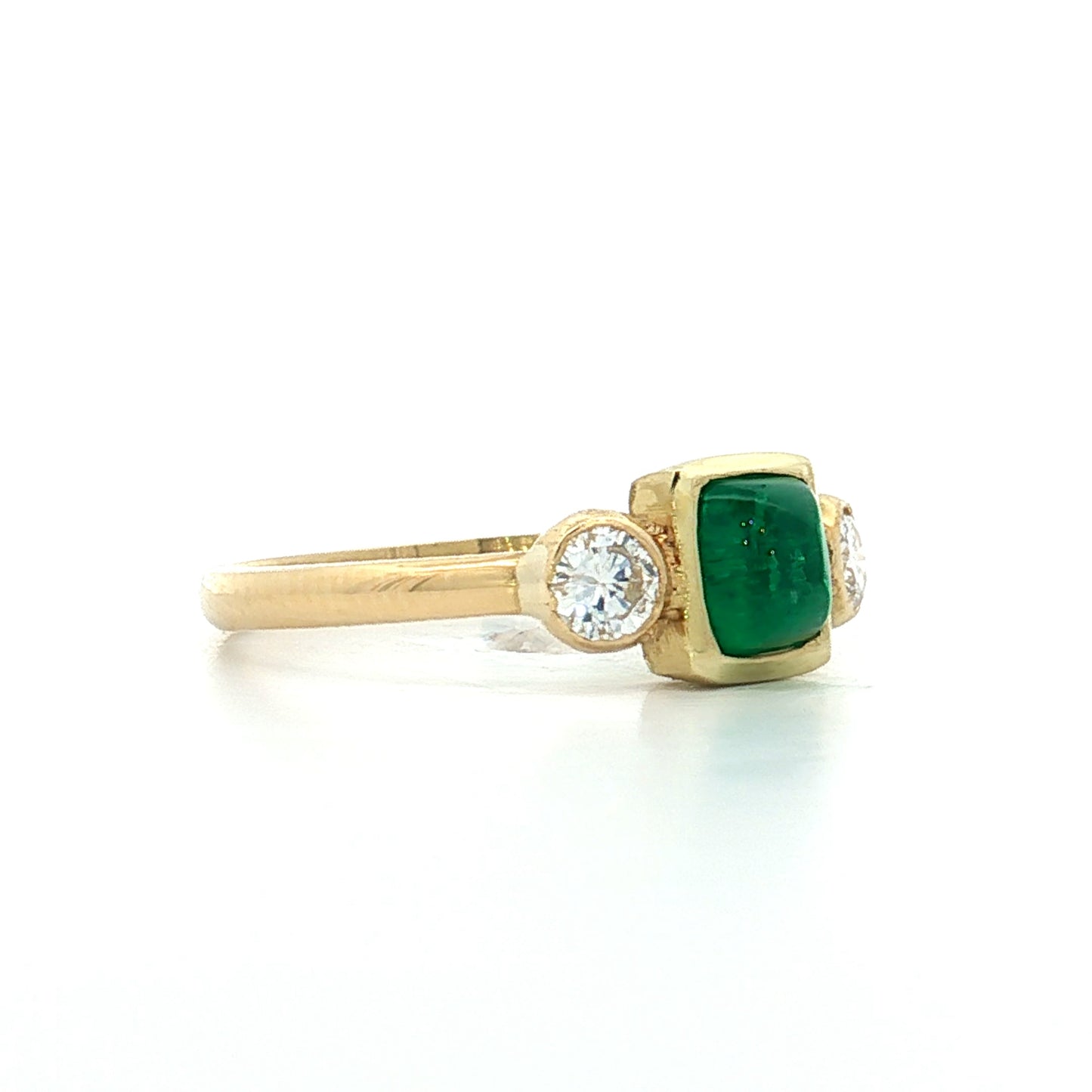 .80 Square Sugarloaf Emerald Ring 18k Yellow Gold