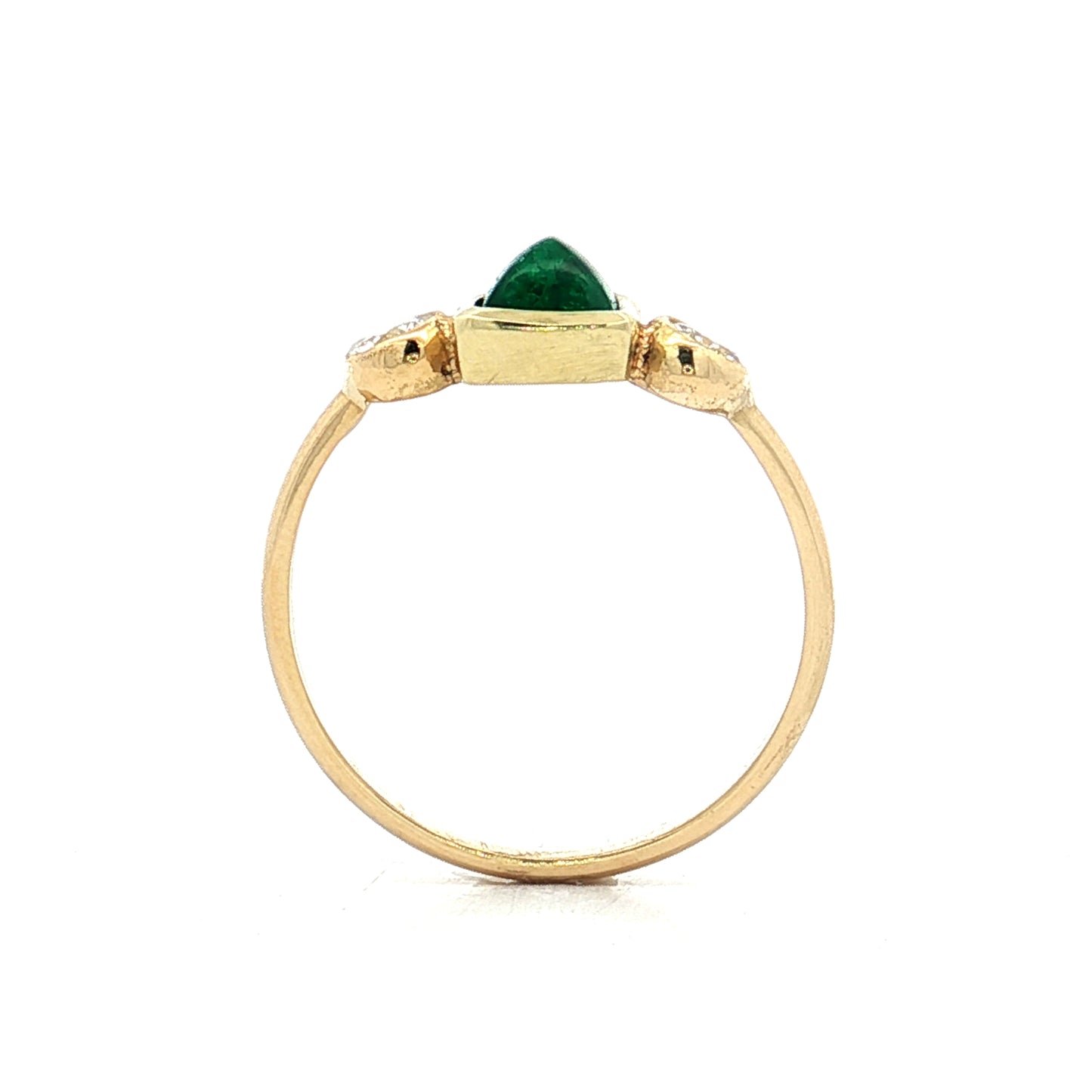 .80 Square Sugarloaf Emerald Ring 18k Yellow Gold