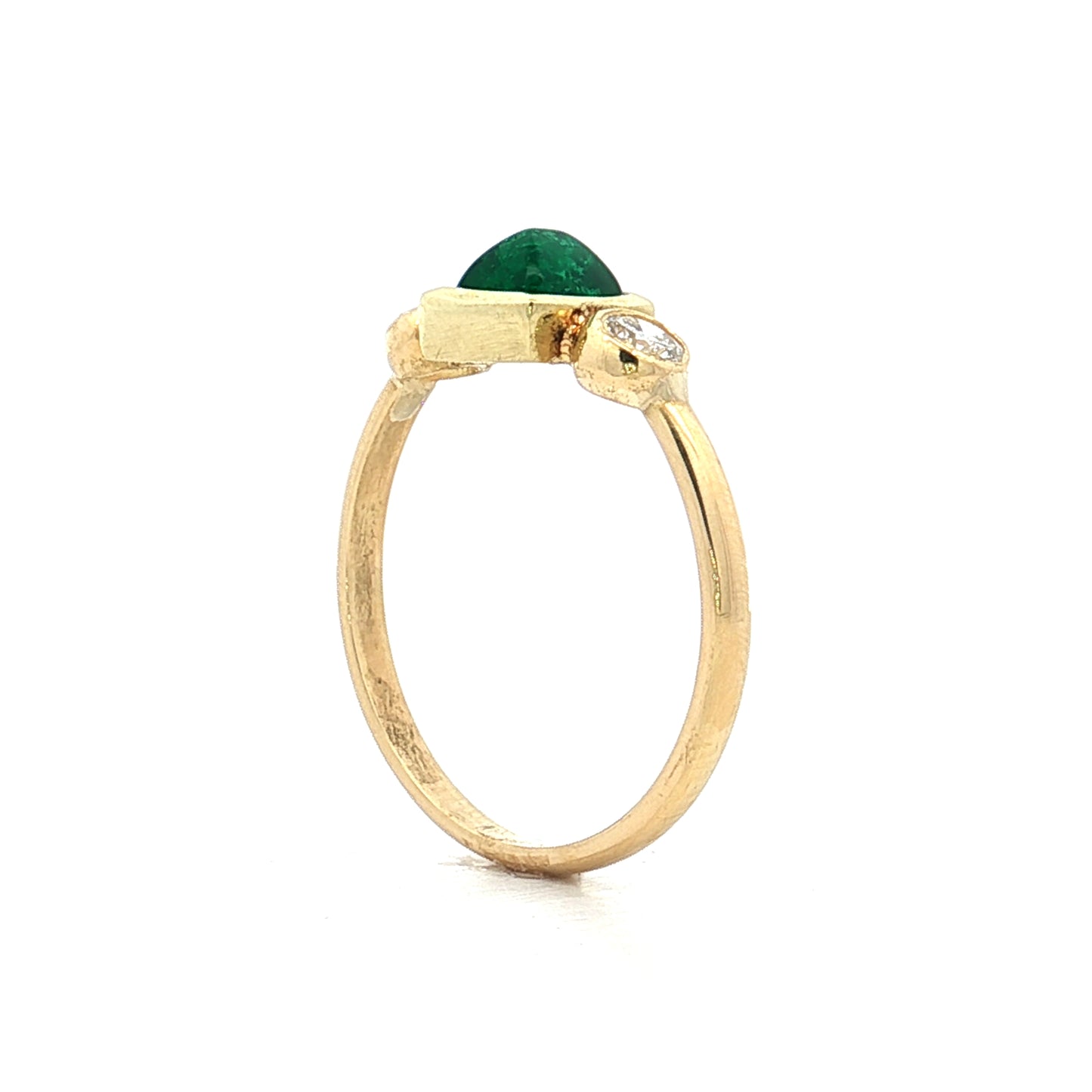 .80 Square Sugarloaf Emerald Ring 18k Yellow Gold