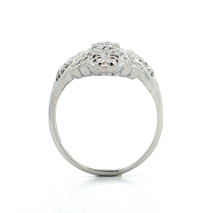 .10 Antique Deco Diamond Navette Cocktail Ring 18k