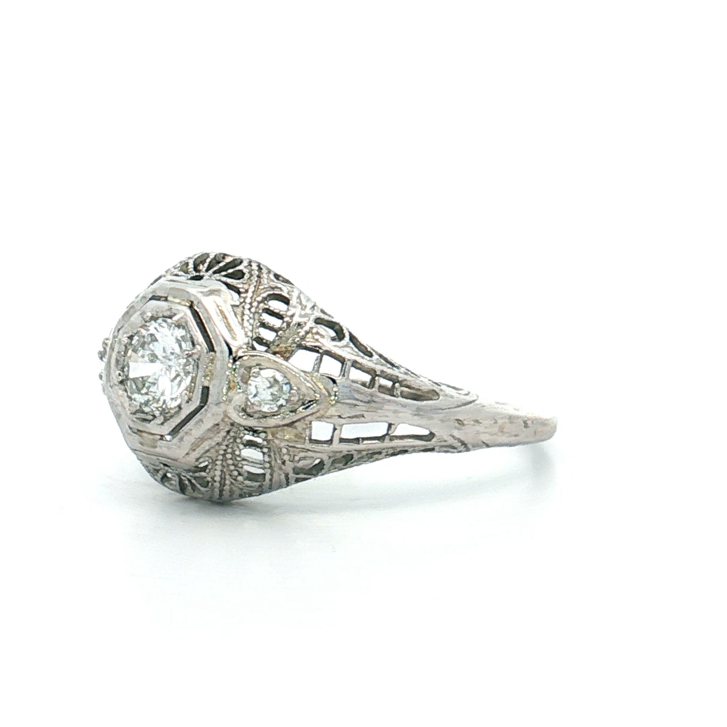 .25 Antique Diamond Three Stone Engagement Ring 18k