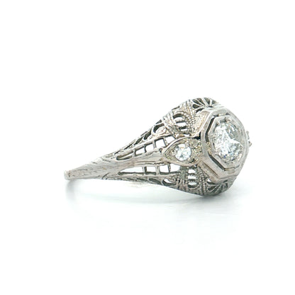 .25 Antique Diamond Three Stone Engagement Ring 18k