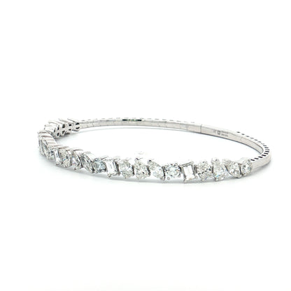 4.75 Diamond Flexible Bangle Bracelet 14k White Gold