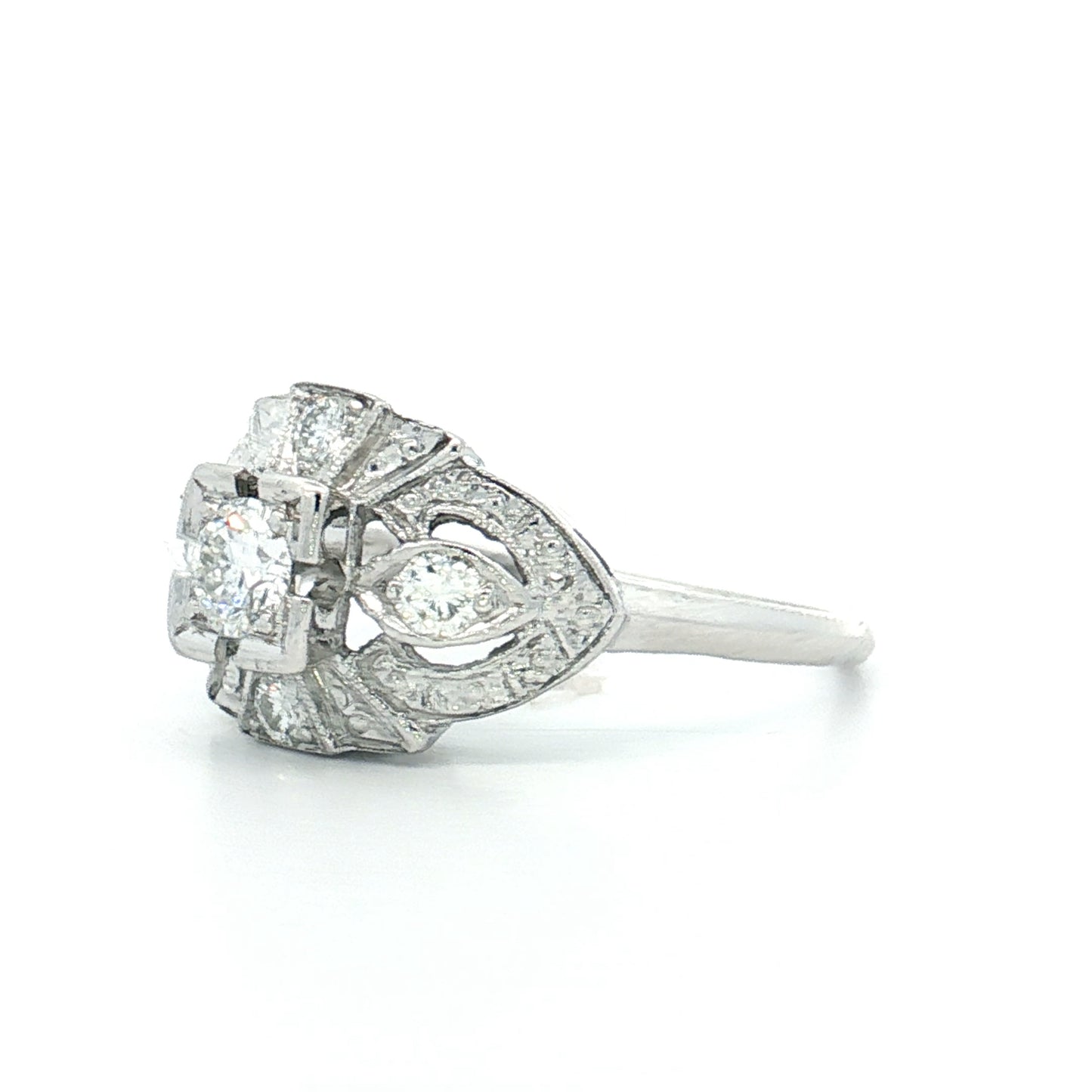 .28 Vintage Deco Transitional Diamond Engagement Ring Platinum