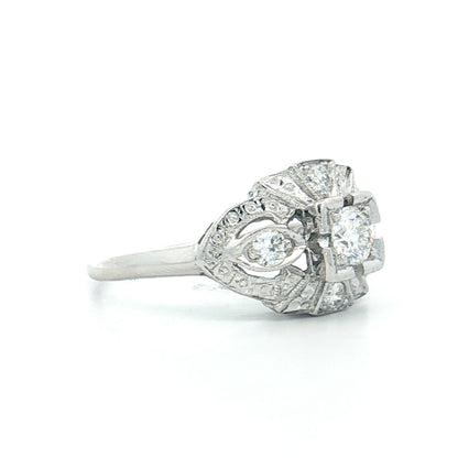 .28 Vintage Deco Transitional Diamond Engagement Ring Platinum
