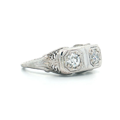 .58 Art Deco Toi Et Moi Diamond Ring 18k White Gold