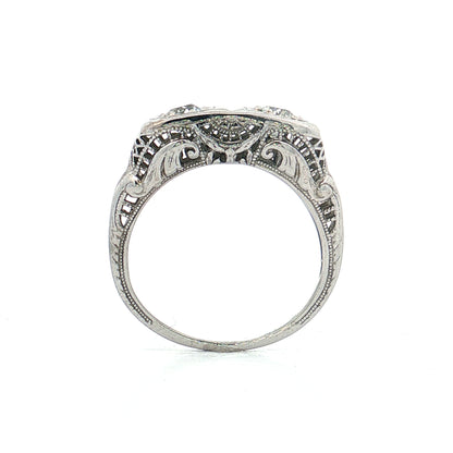 .58 Art Deco Toi Et Moi Diamond Ring 18k White Gold