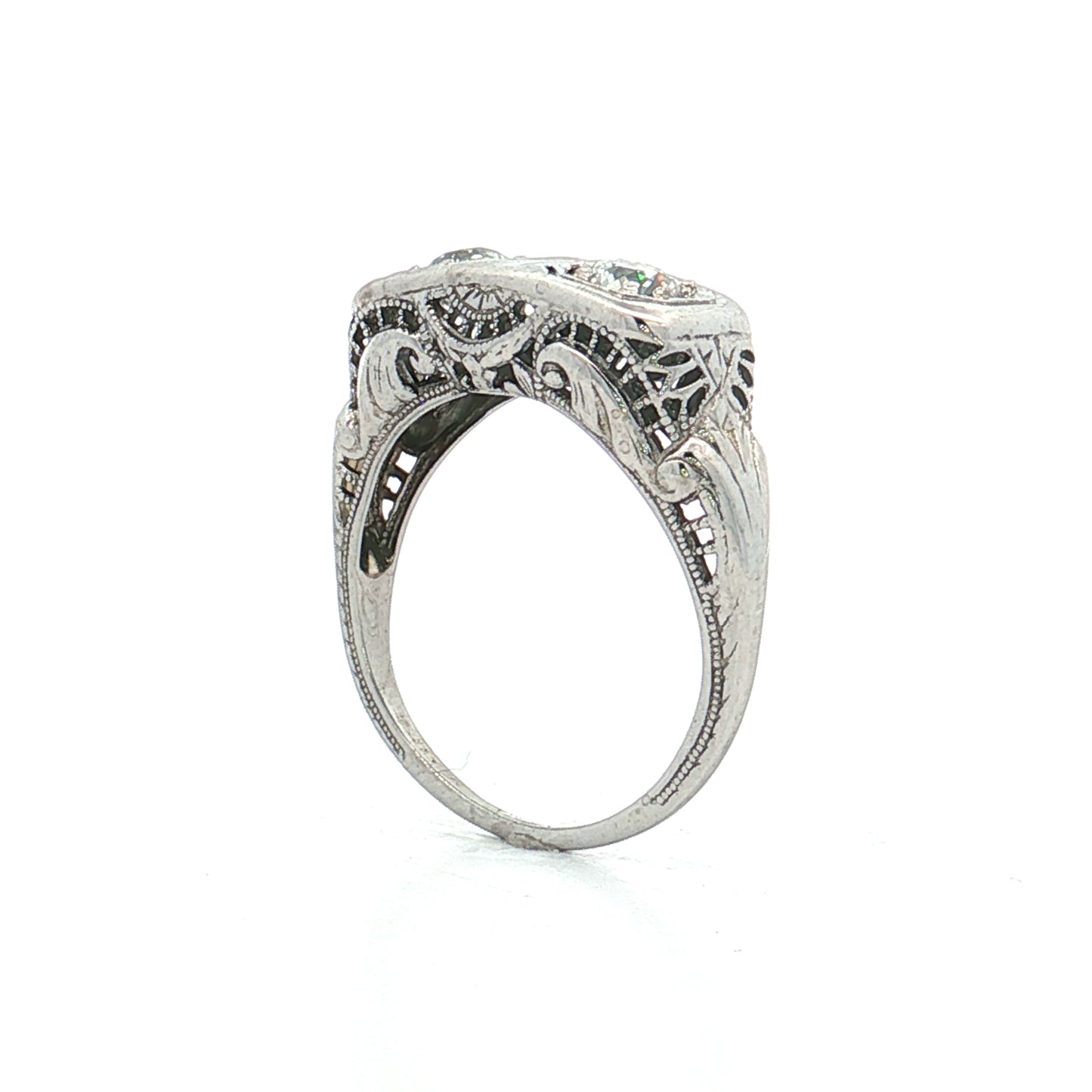 .58 Art Deco Toi Et Moi Diamond Ring 18k White Gold