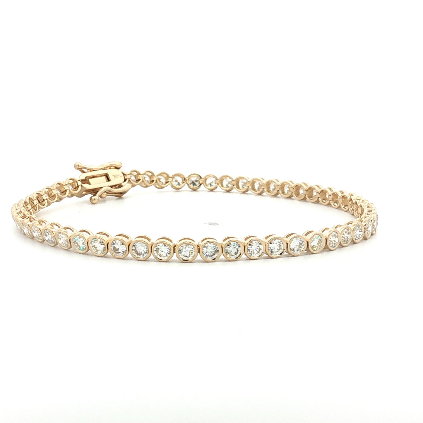 4.08 Bezel Diamond Tennis Necklace 14k Yellow Gold