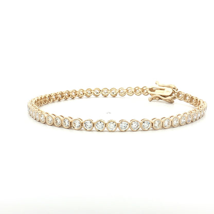 4.08 Bezel Diamond Tennis Necklace 14k Yellow Gold