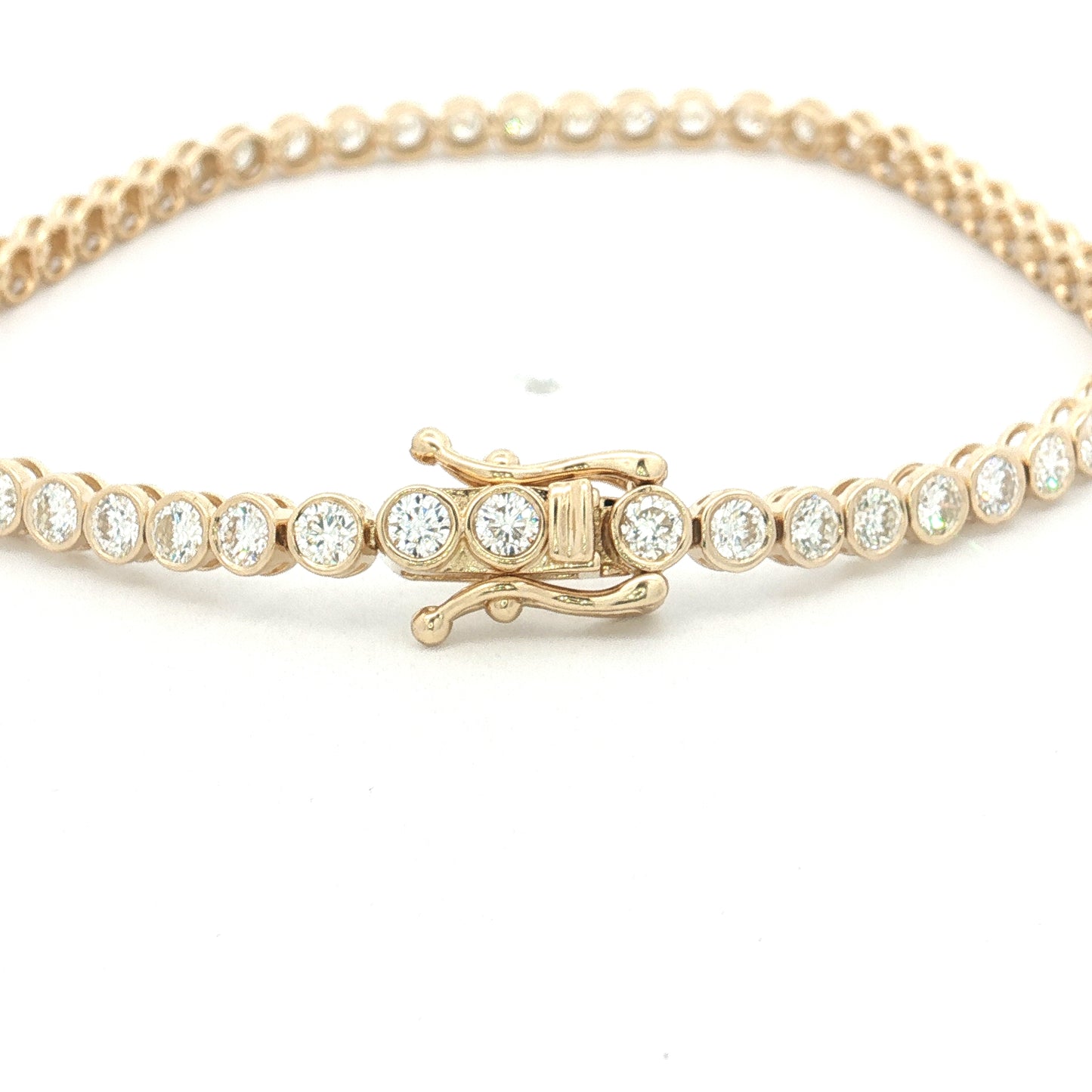 4.08 Bezel Diamond Tennis Necklace 14k Yellow Gold
