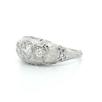 .38 Antique Three-Stone Diamond Engagement Ring 18k