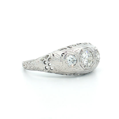 .38 Antique Three-Stone Diamond Engagement Ring 18k
