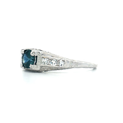 .50 Vintage Deco Sapphire Engagement Ring 18k
