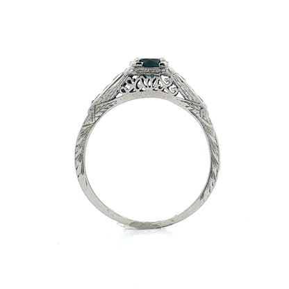 .50 Vintage Deco Sapphire Engagement Ring 18k