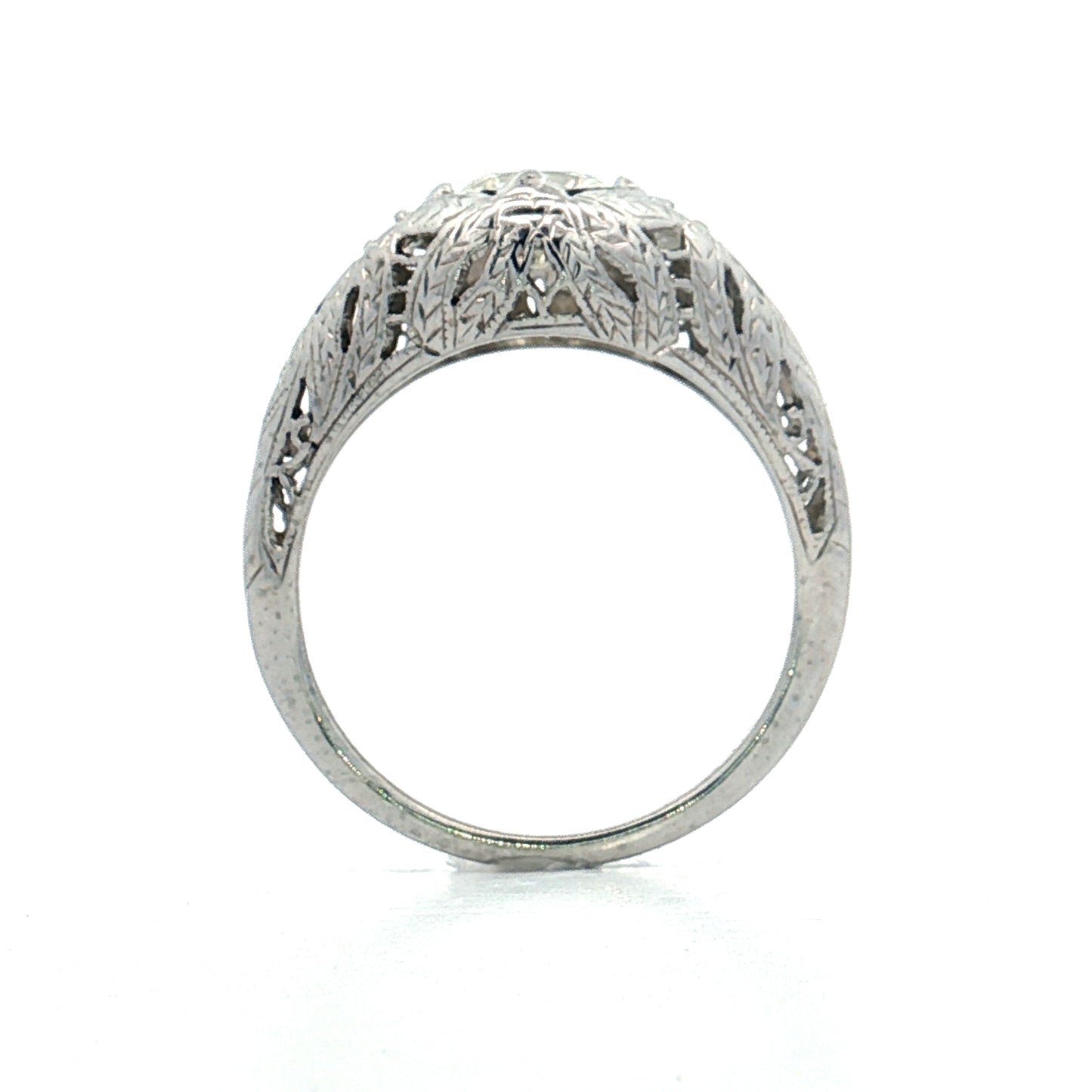 .66 Vintage Deco Diamond Filigree Engagement Ring 18k