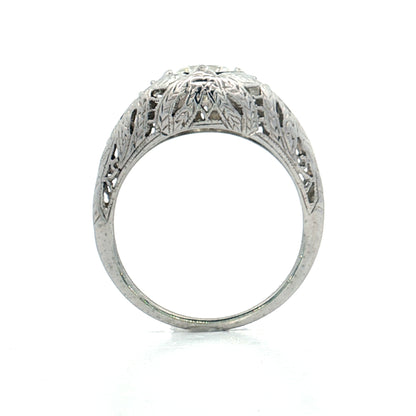 .66 Vintage Deco Diamond Filigree Engagement Ring 18k
