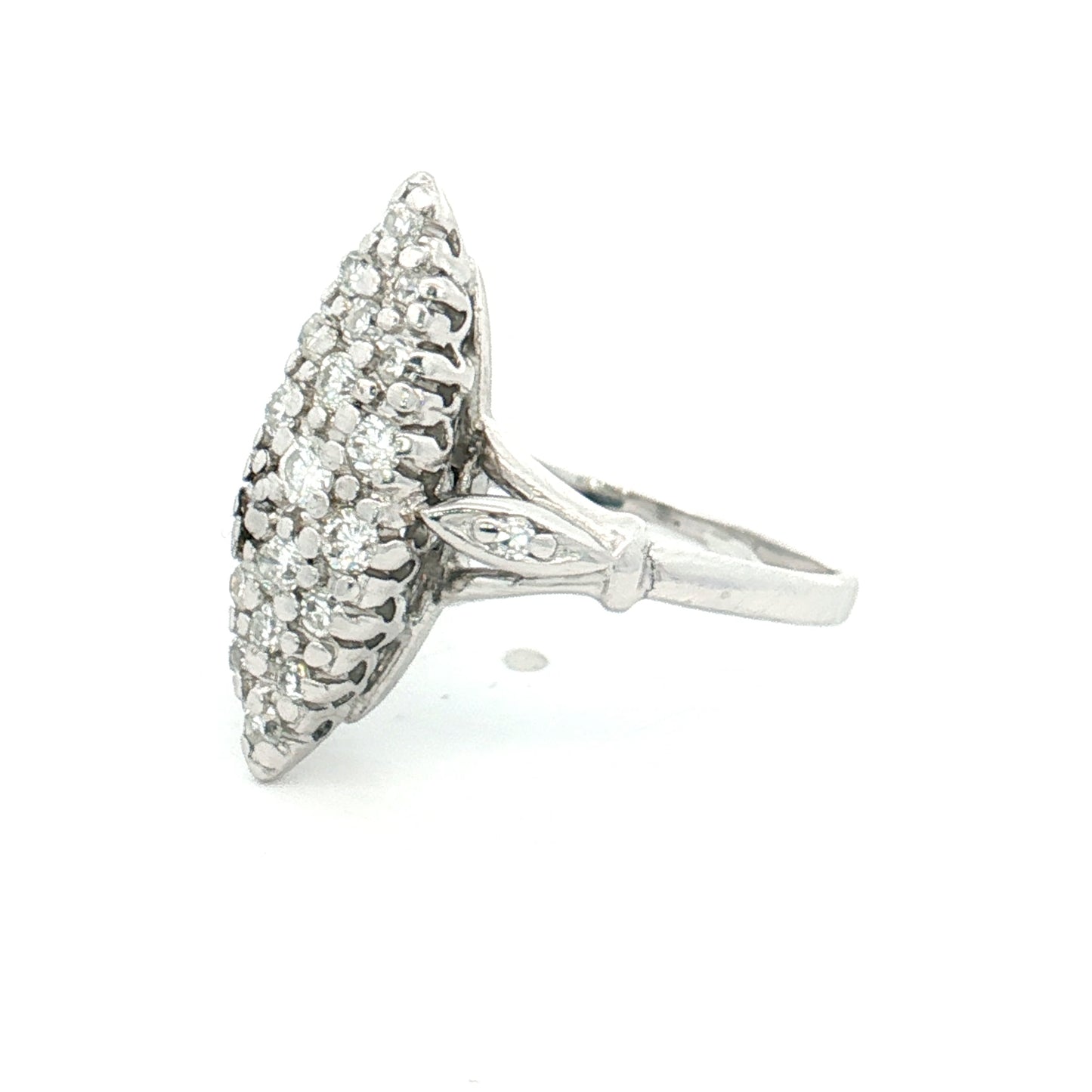 .30 Vintage Diamond Navette Cocktail Ring 14k