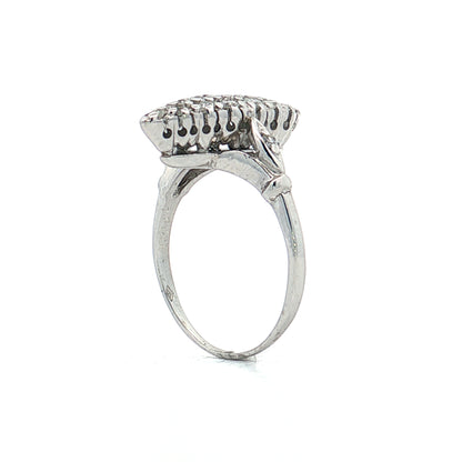 .30 Vintage Diamond Navette Cocktail Ring 14k