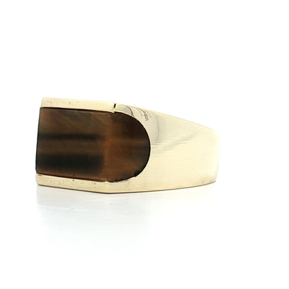 Vintage Mid-Century Tigers Eye Cocktail Ring 14k