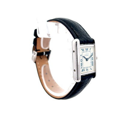 1980s Cartier Tank Small Ladies Watch Sterling Silver