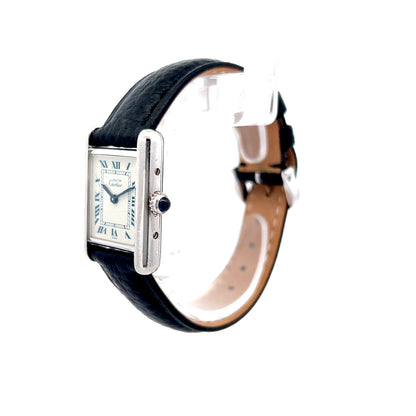 1980s Cartier Tank Small Ladies Watch Sterling Silver