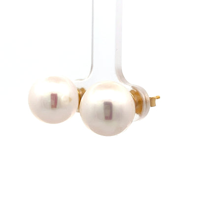 11.5mm Cultured Pearl Stud Earrings 14k Yellow Gold