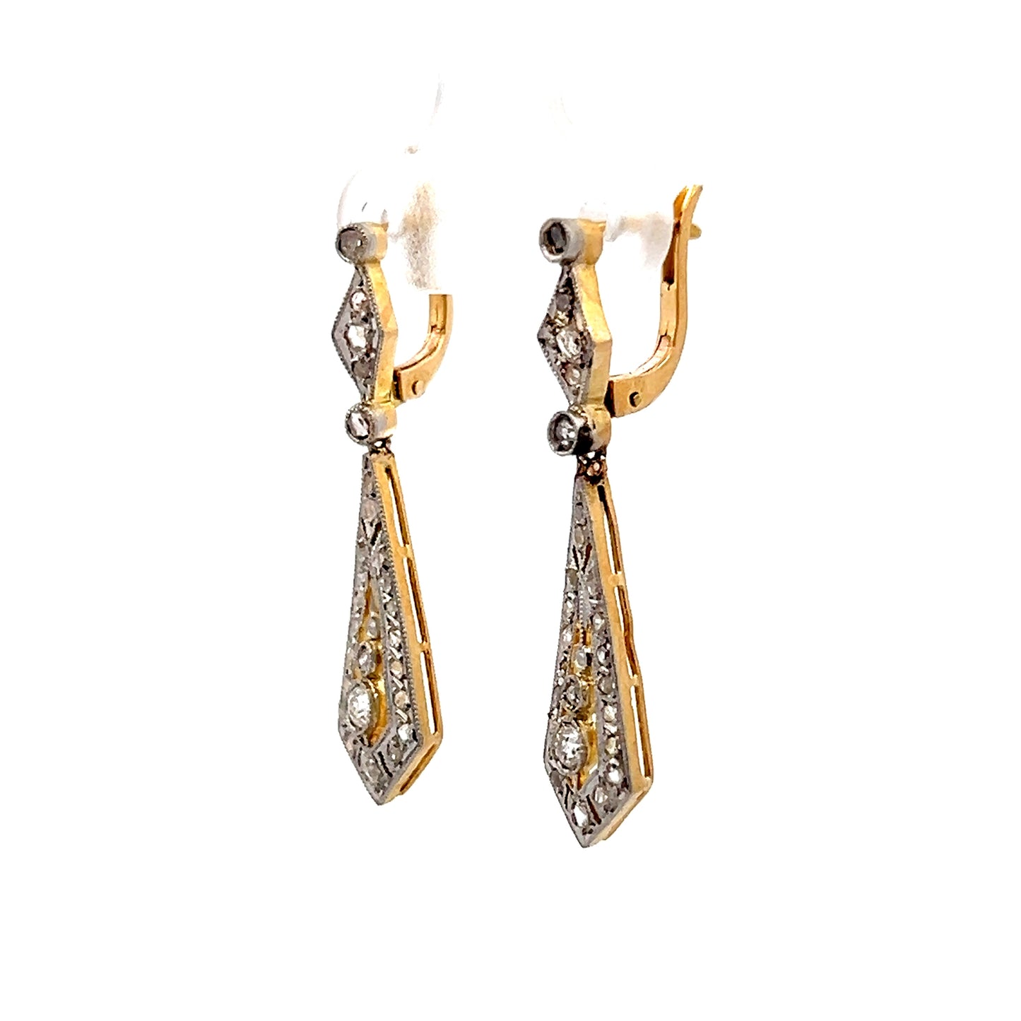 .80 Vintage Edwardian Drop Earrings 18k/Platinum