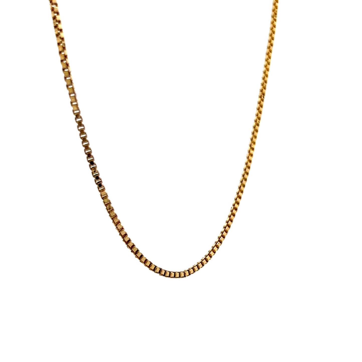 23" Square Link Box Chain Necklace 14k Yellow Gold