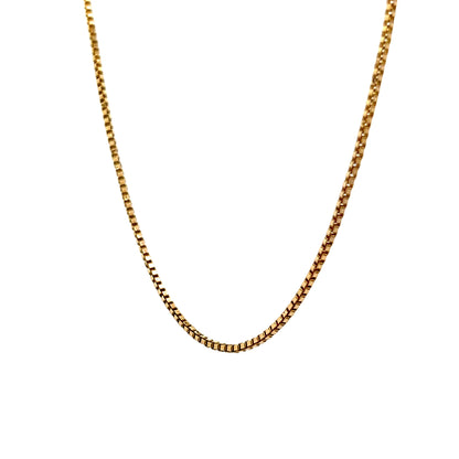 23" Square Link Box Chain Necklace 14k Yellow Gold