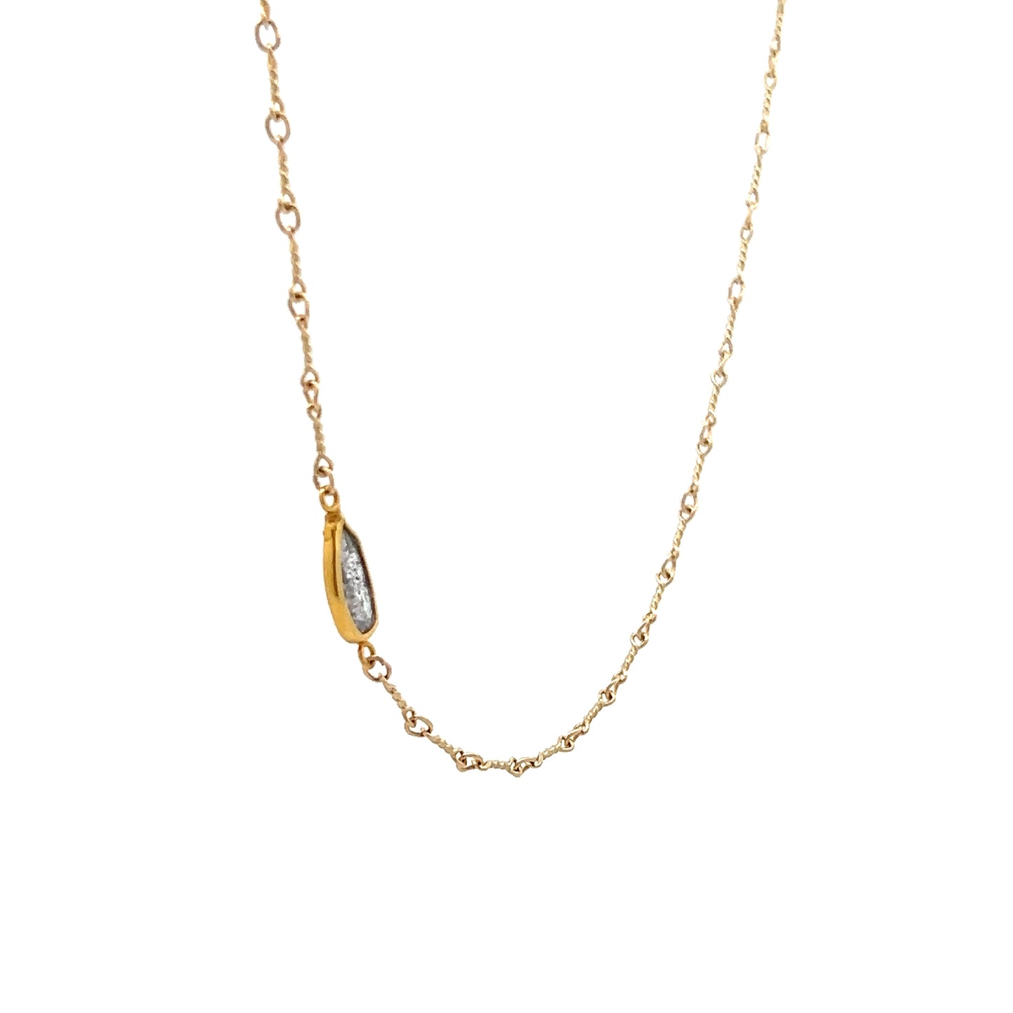.70 Salt & Pepper Diamond Slice Necklace 18k Yellow Gold