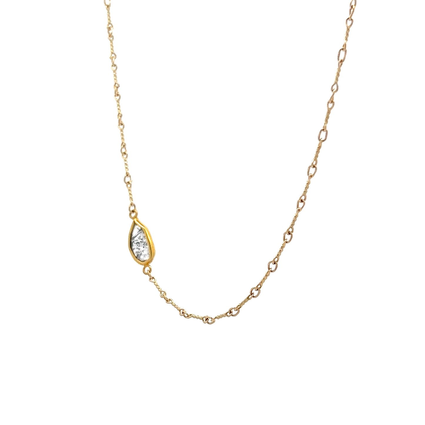 .70 Salt & Pepper Diamond Slice Necklace 18k Yellow Gold