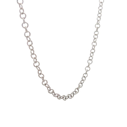 20" Textured Rolo Link Chain Necklace 14k White Gold
