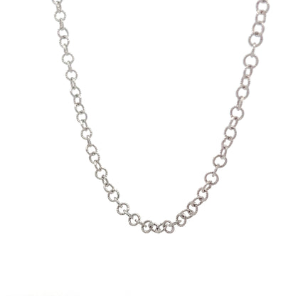 20" Textured Rolo Link Chain Necklace 14k White Gold