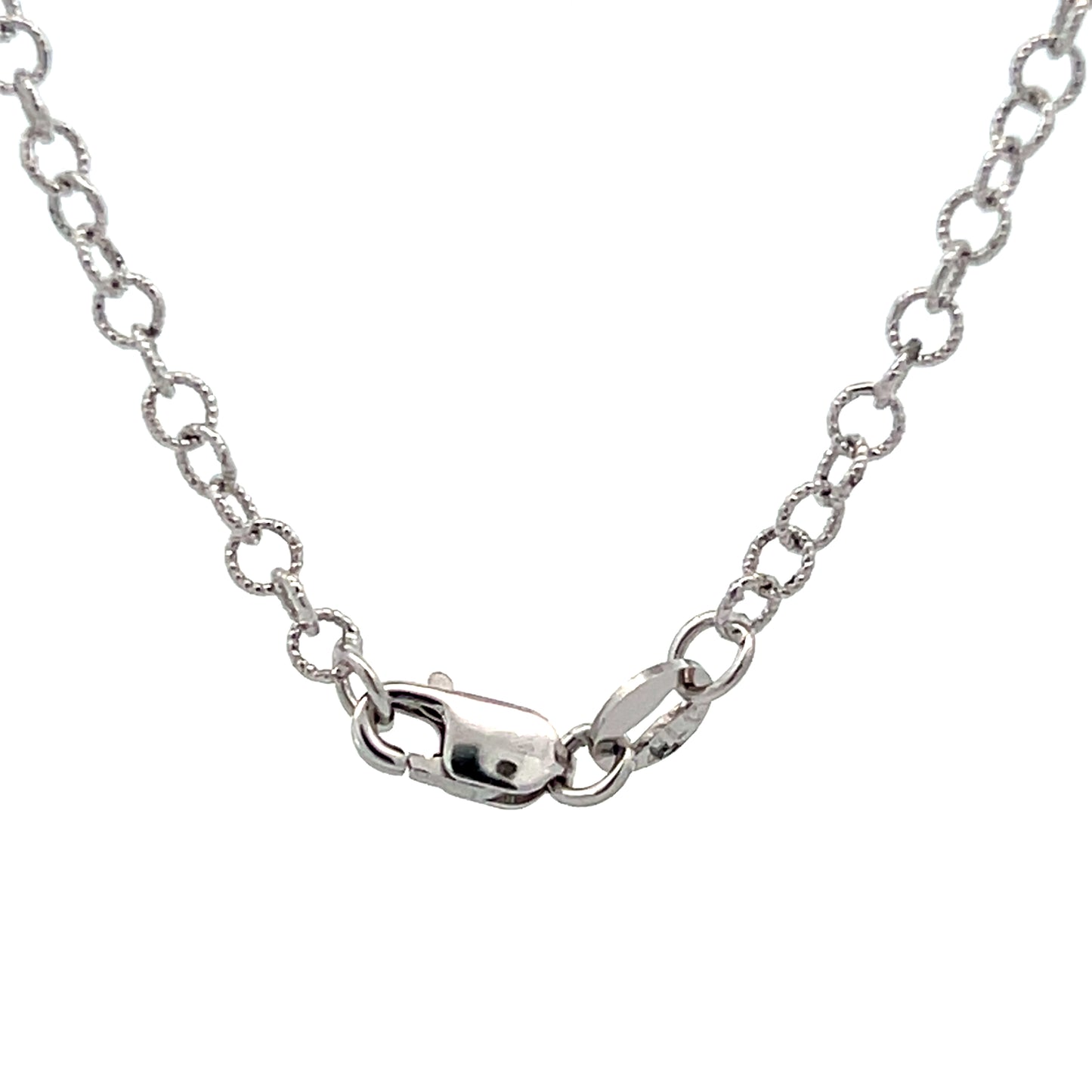 20" Textured Rolo Link Chain Necklace 14k White Gold