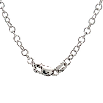 20" Textured Rolo Link Chain Necklace 14k White Gold