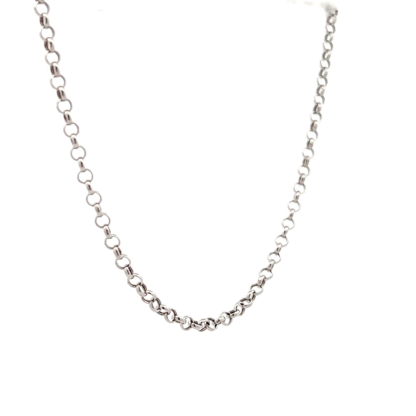 18" Rolo Pattern Chain Necklace 18k White Gold
