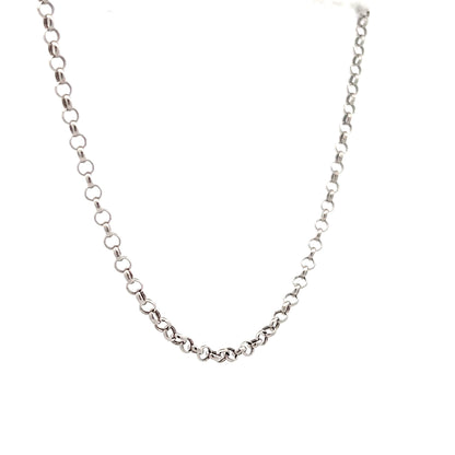18" Rolo Pattern Chain Necklace 18k White Gold