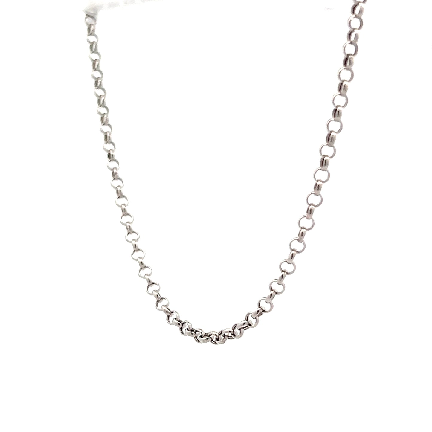 18" Rolo Pattern Chain Necklace 18k White Gold