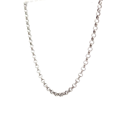 18" Rolo Pattern Chain Necklace 18k White Gold