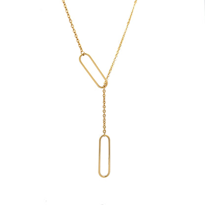 19" Lariat Cable Link Chain Necklace 18k Yellow Gold