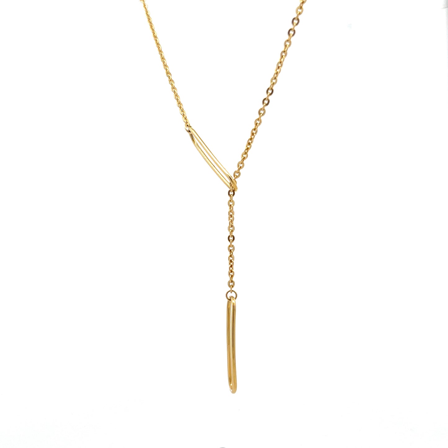 19" Lariat Cable Link Chain Necklace 18k Yellow Gold