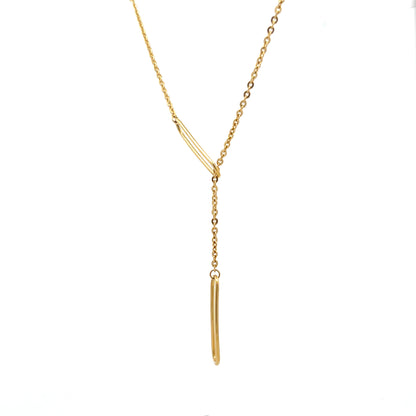19" Lariat Cable Link Chain Necklace 18k Yellow Gold