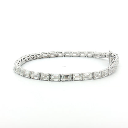 10.91 GIA Emerald Cut Diamond Tennis Bracelet 18k