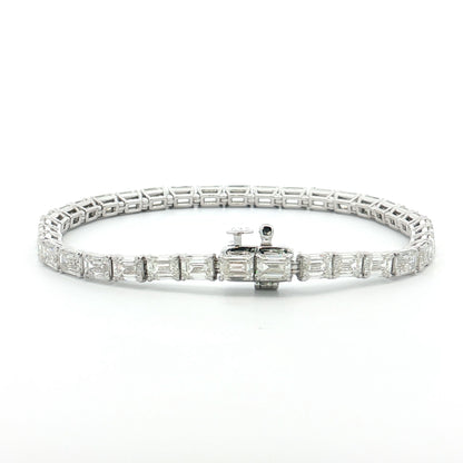 10.91 GIA Emerald Cut Diamond Tennis Bracelet 18k