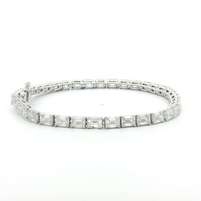 10.91 GIA Emerald Cut Diamond Tennis Bracelet 18k
