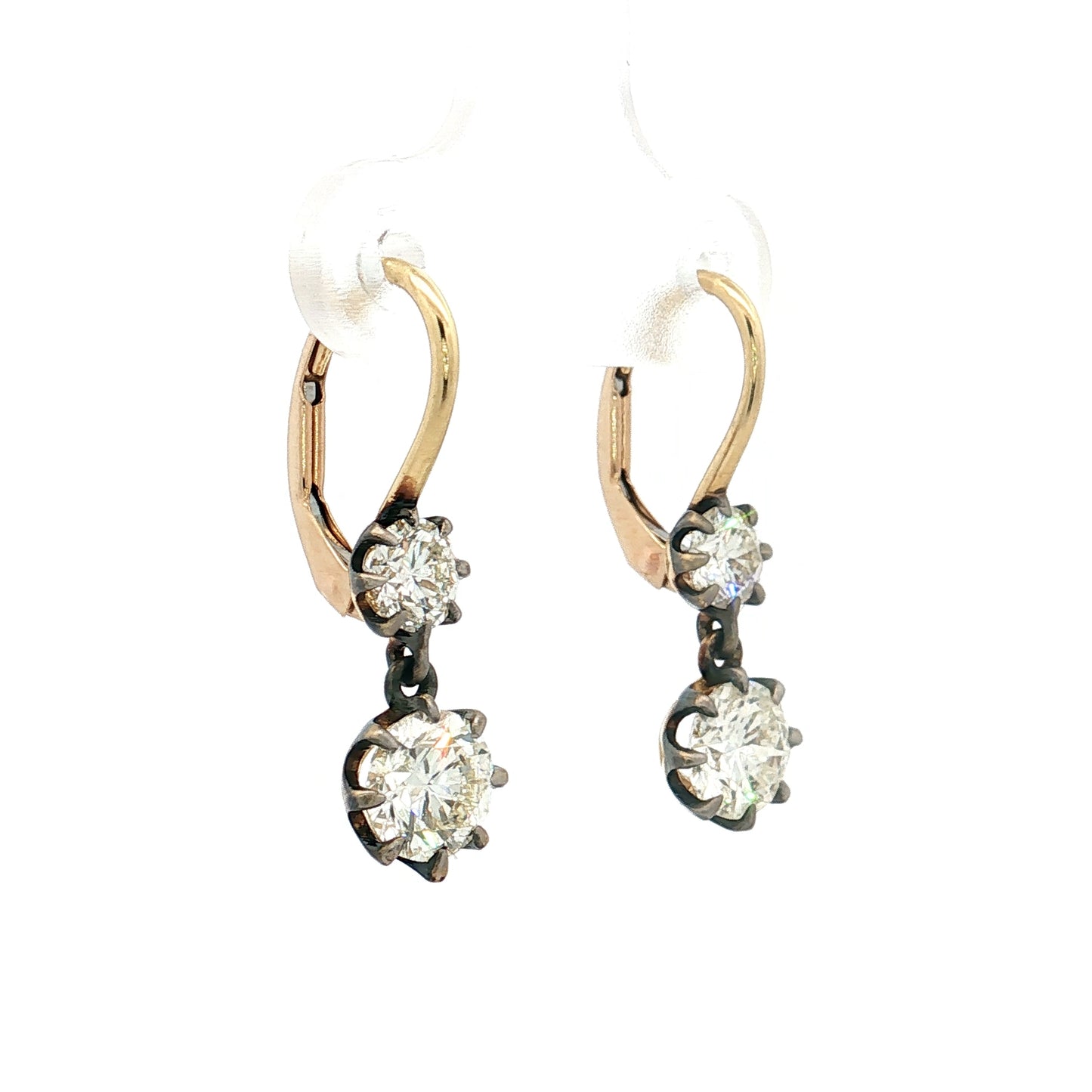 2.26 Black Rhodium Diamond Dangle Earrings 18k