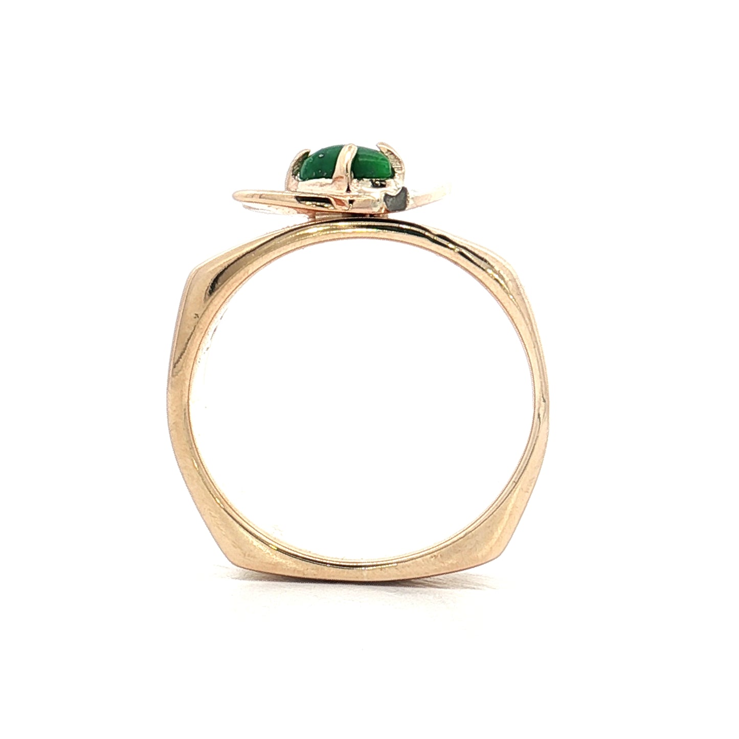 Jadeite & Diamond Bee Cocktail Ring 14k Yellow Gold