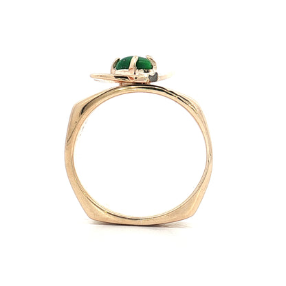 Jadeite & Diamond Bee Cocktail Ring 14k Yellow Gold