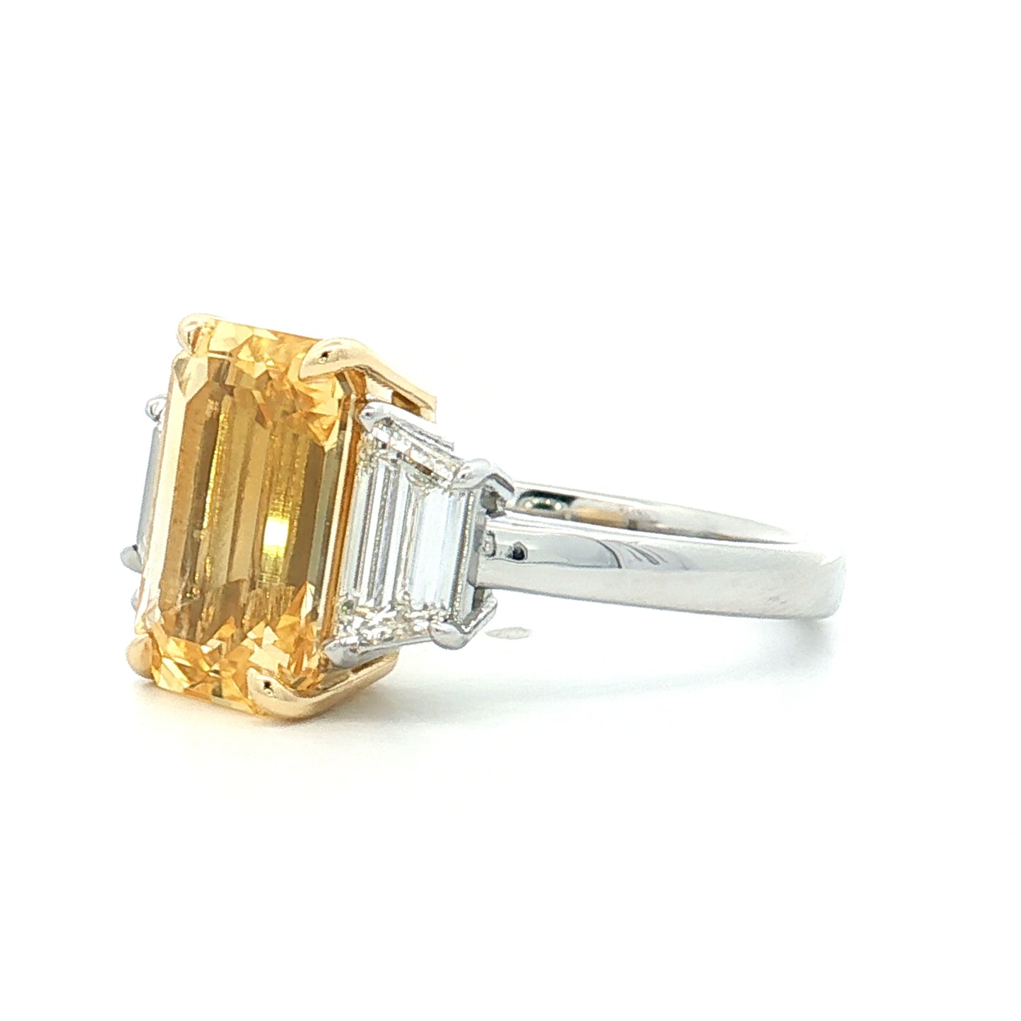 5.51 Emerald Cut Yellow Sapphire Engagement Ring 18k